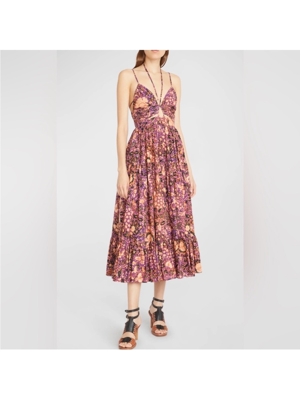 Ulla Johnson Phoebe Strappy Cutout-Bodice Cotton Midi Dress